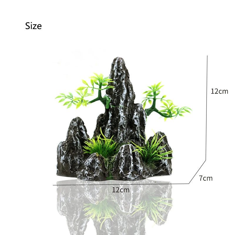 Décoration Aquarium en Résine – Rocaille, Montagne, Grotte, Arbre – Ornement Naturel pour Bac à Poissons