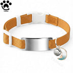Collier Chat Élastique Personnalisé – Gravure Gratuite, Plaque ID, Clochette & Breloque Lune Anti-Fugue