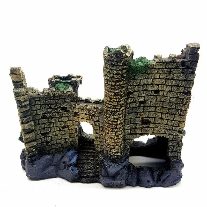 Décoration Aquarium Château Antique en Résine – Grotte, Bâtiment, Ornement Aquascaping
