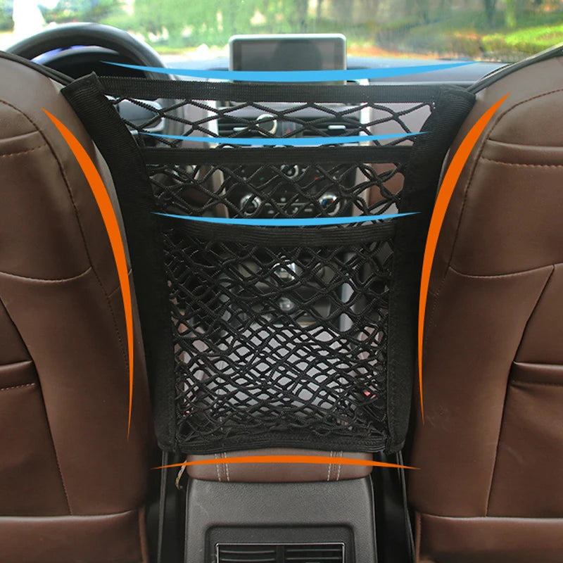 Filet de Rangement Voiture entre Sièges – Séparateur, Barrière Animal, Filet Élastique Organisateur Auto