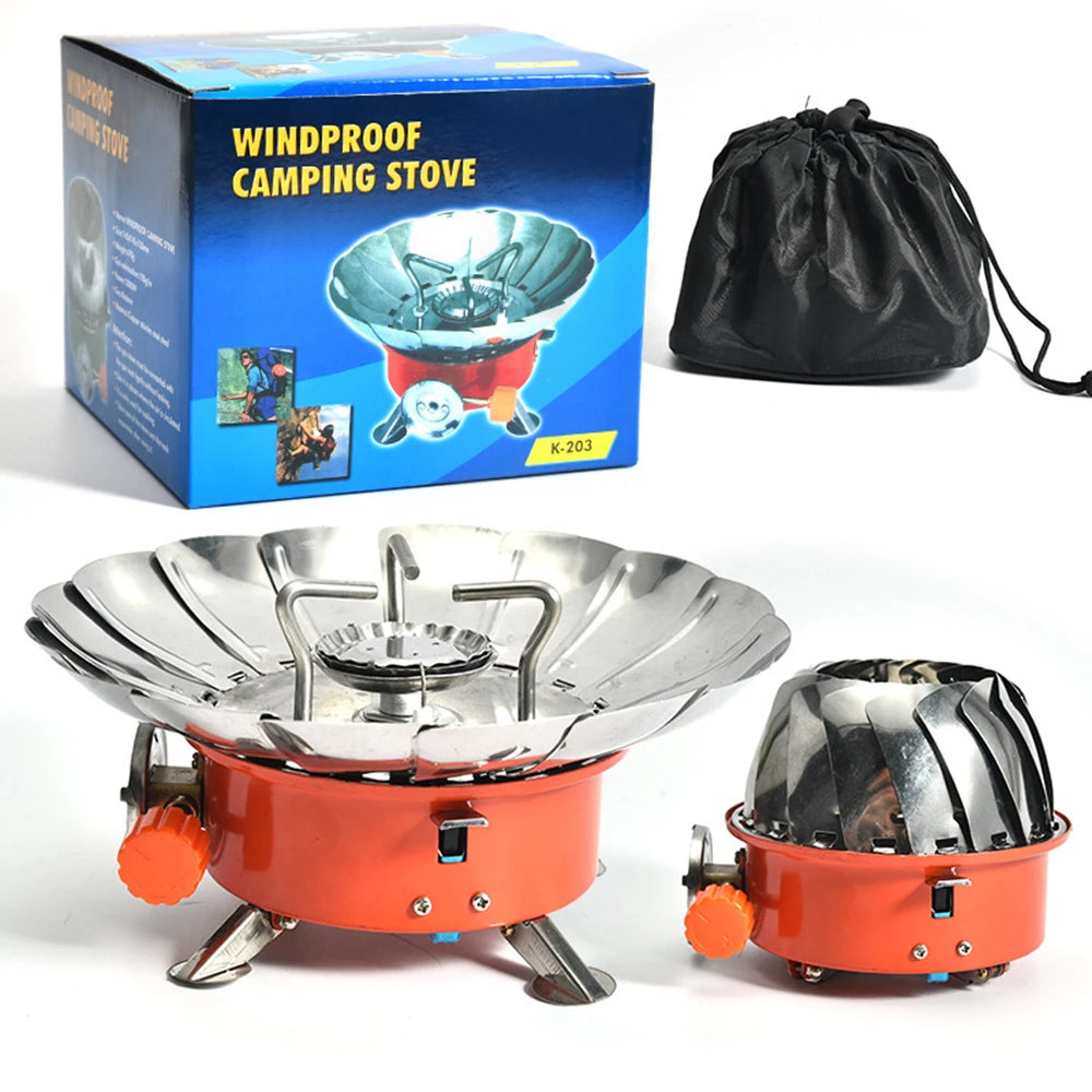 Réchaud à Gaz Camping – Brûleur Portable Ultraléger Coupe-Vent 2800W pour Randonnée et Cuisine en Plein Air