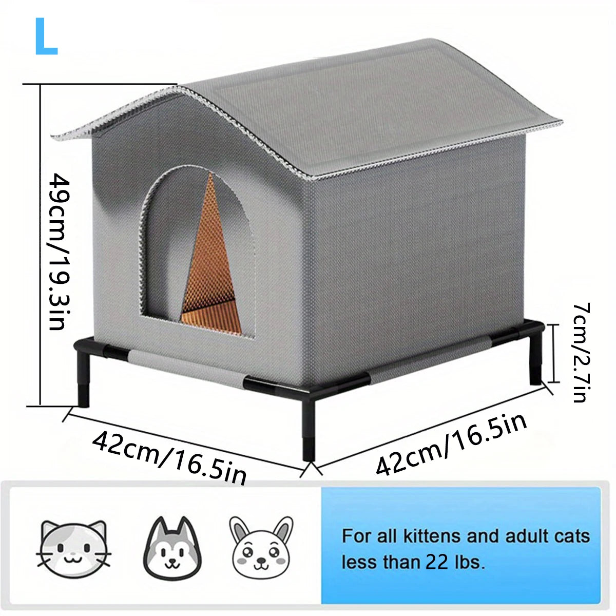 Maison pour Chat Imperméable Pliable – Abri Été Frais, Nid Grotte pour Chats Errants, Chiens & Chiots