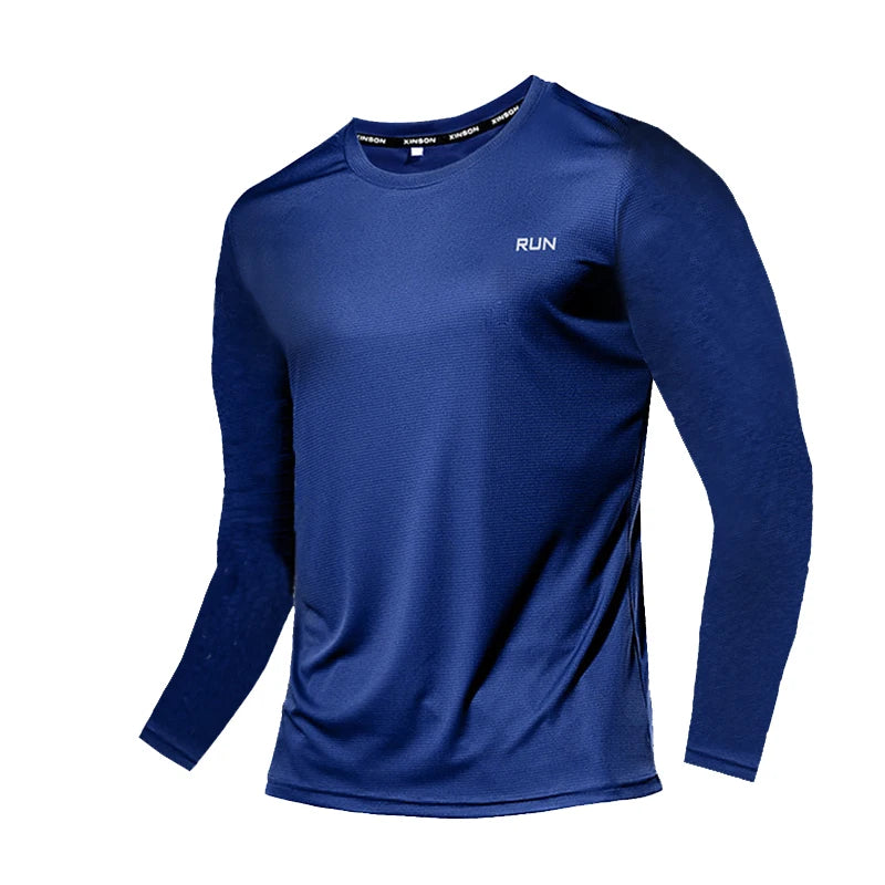 T-shirt de sport à manches longues en soie glacée pour homme