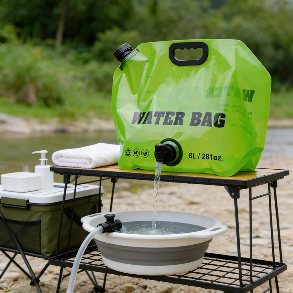 Réservoir d'Eau de Camping 8L – Poche Portable Pliable avec Robinet pour Randonnée et Outdoor