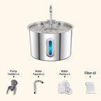 Fontaine à Eau en Acier Inoxydable pour Chat et Chien – 2,2L / 75oz, Distributeur Automatique, Système de Filtration