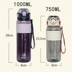 Gourde de Sport 1L – Bouteille d'eau en plastique sans BPA, fitness, gym et plein air – 750ml / 1L