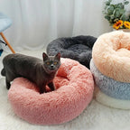 Corbeille Ronde en Peluche Longue pour Chat et Chien – Coussin Sofa Chaud, Idéal pour l'Hiver