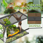 Terrarium Reptile – Boîte d'Élevage en Verre Trempé, Fermeture Sécurisée, Ventilation Frontale, Sans Montage, 50x30x35 cm, Noir