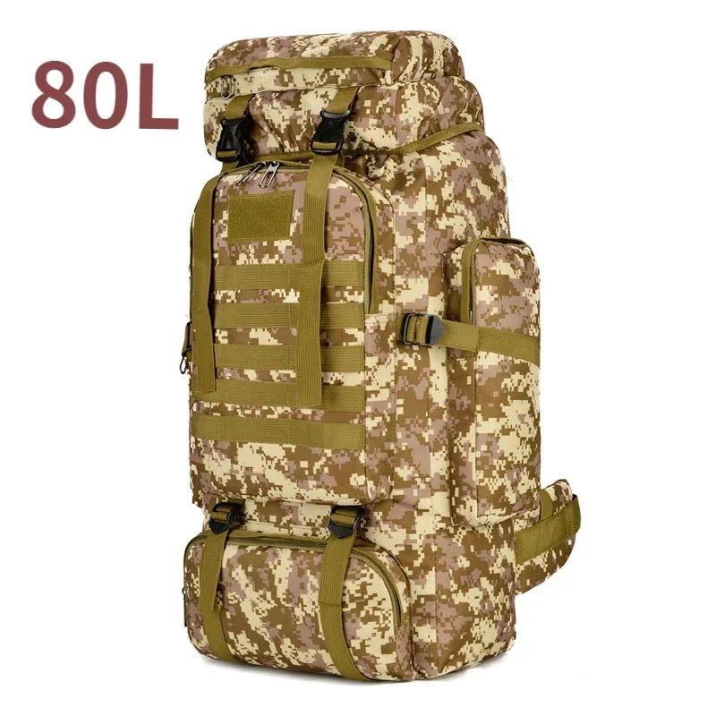 Sac à Dos Alpinisme 80L/100L – Tactique, Grande Capacité, Randonnée, Camping, Voyage