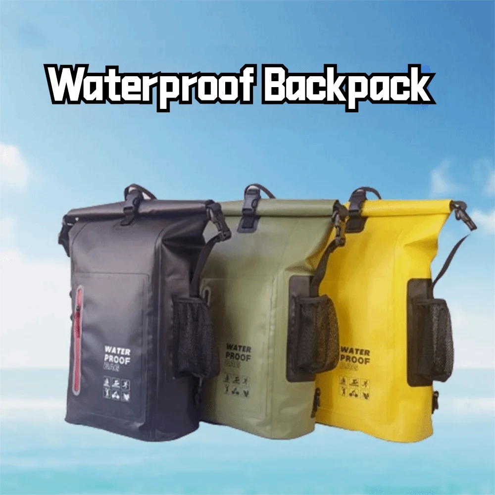 Sac à Dos Imperméable 25 L pour Extérieur – Grande Capacité, Bandes Réfléchissantes, Confortable en PVC pour Randonnée