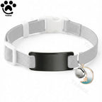 Collier Chat Élastique Personnalisé – Gravure Gratuite, Plaque ID, Clochette & Breloque Lune Anti-Fugue