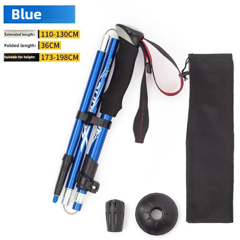 Bâton de Randonnée Pliable 5 Sections – Télescopique 110-130 cm pour Homme & Femme