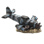 Décoration Aquarium – Petit Avion dans Épave de Bateau, Ornement Résine pour Aquascaping