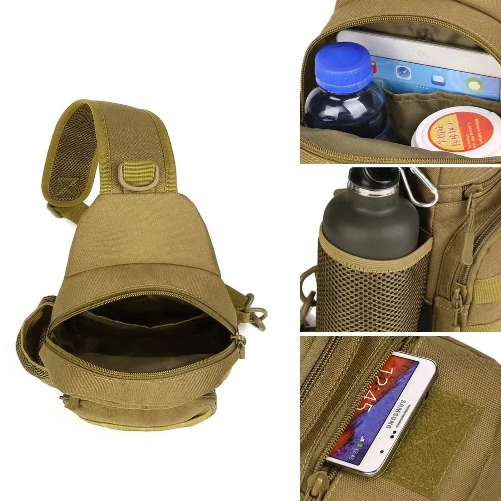 Sac Tactique Bandoulière – Sac de Poitrine Imperméable pour Camping, Randonnée, Cyclisme et Voyage