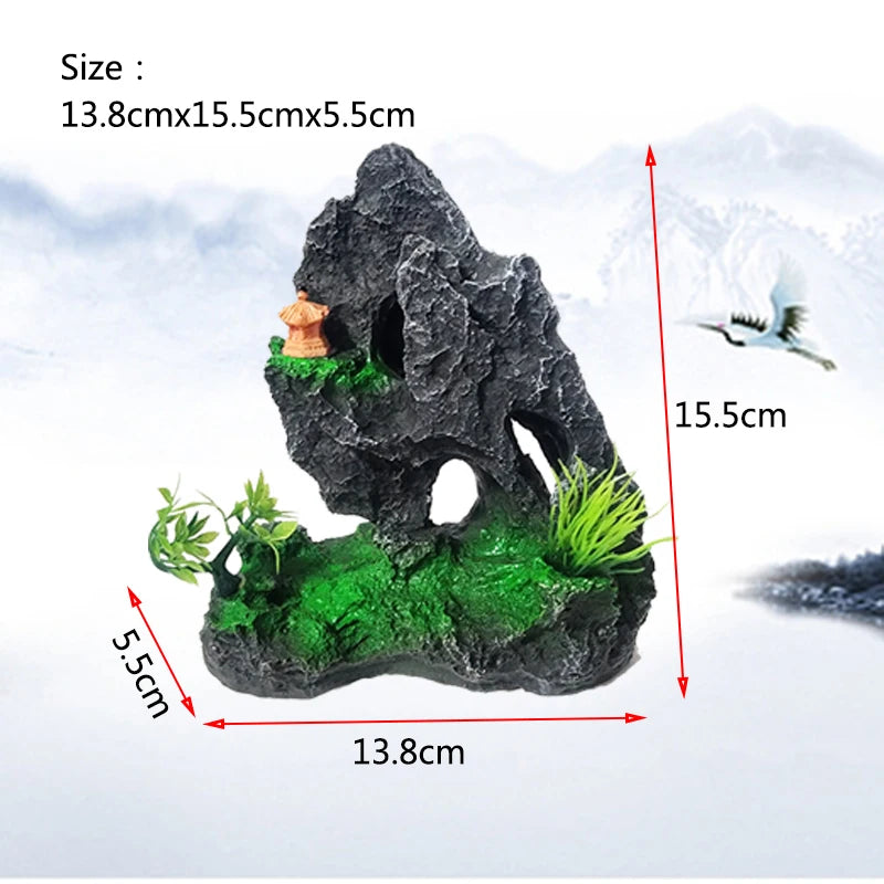Décoration Aquarium en Résine – Rocaille, Montagne, Grotte, Arbre – Ornement Naturel pour Bac à Poissons