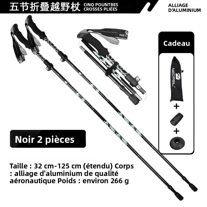 Bâtons de Randonnée Télescopiques Ultralégers Pliables – Nordic Walking & Trekking 32-125 cm