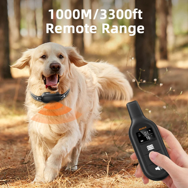 ROJECO Collier de Dressage Électrique Digital pour Chien – Rechargeable, Télécommande, IPX7 Étanche, Anti-Aboiement
