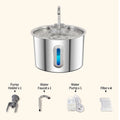 Fontaine à Eau en Acier Inoxydable pour Chat et Chien – 2,2L / 75oz, Distributeur Automatique, Système de Filtration