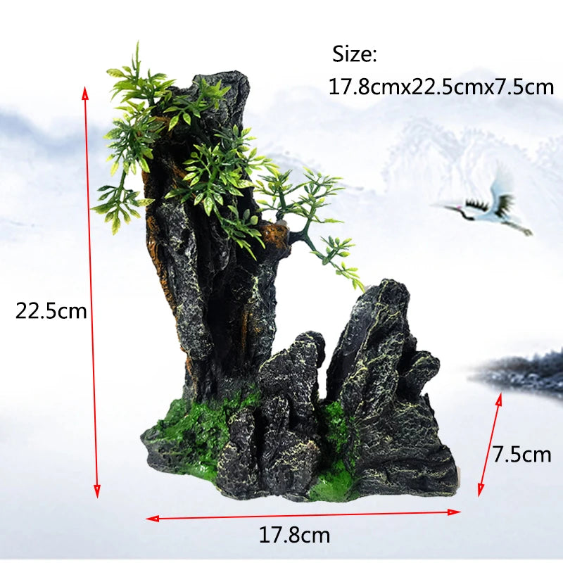 Décoration Aquarium en Résine – Rocaille, Montagne, Grotte, Arbre – Ornement Naturel pour Bac à Poissons
