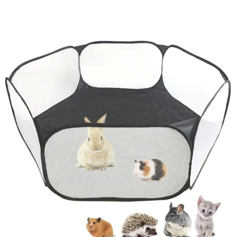 Cage Portable Transparente pour Petits Animaux – Tente Pliable pour Chien, Hamster, Lapin et Cochon d'Inde