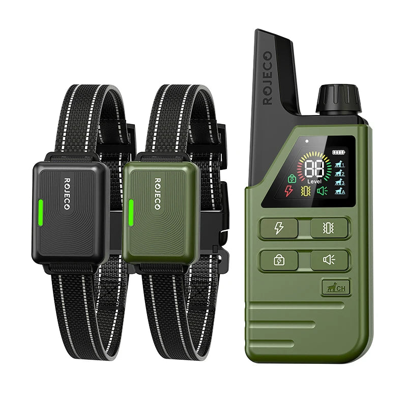 ROJECO Collier de Dressage Électrique pour Chien – IPX7 Étanche, Télécommande 300m, Rechargeable, Anti-Aboiement