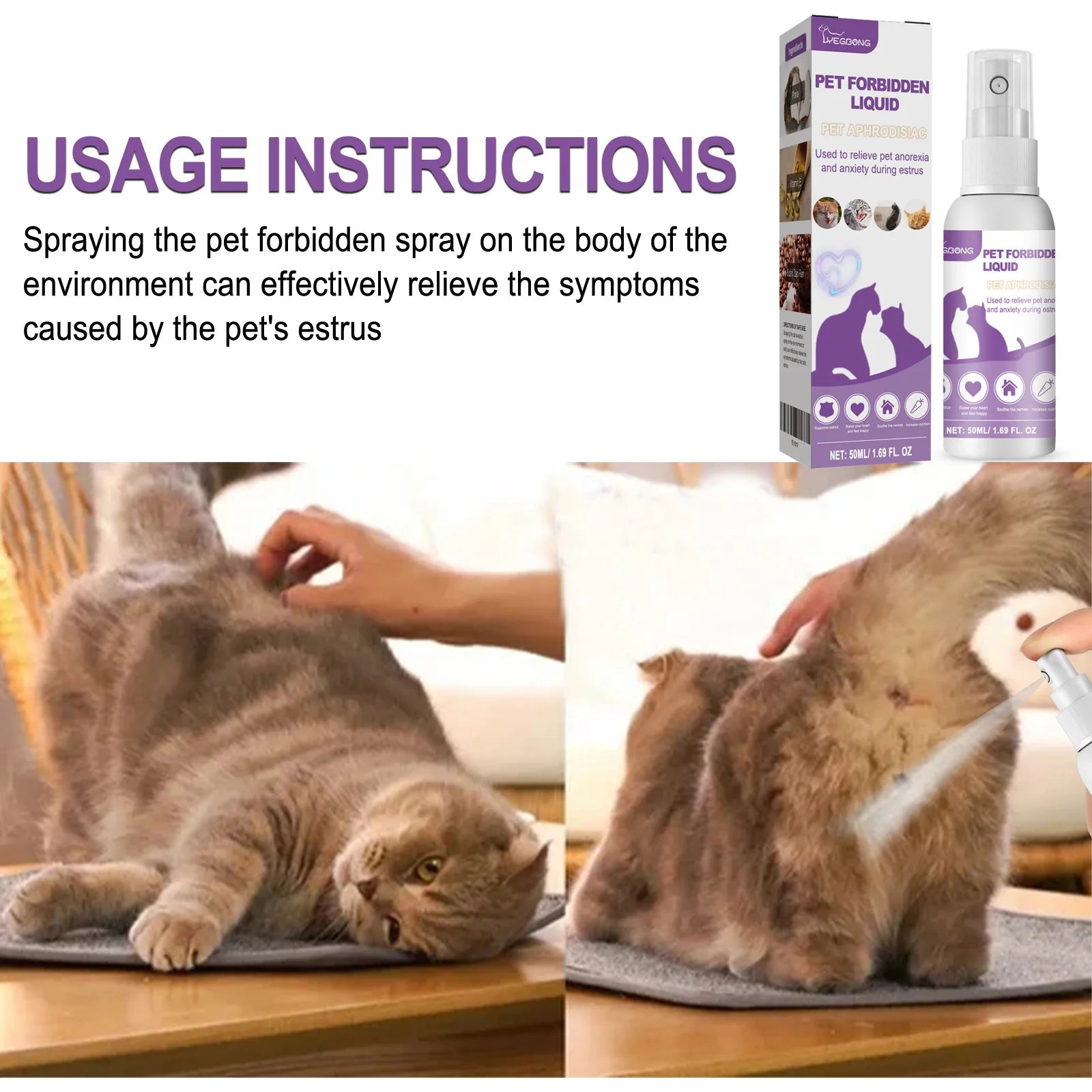 Spray Calmant aux Phéromones pour Chat et Chien – Réducteur d'Anxiété et d'Éstrus, Diffuseur Apaisant Anti-Aboiements