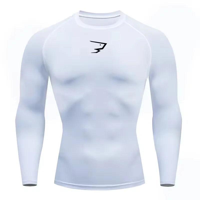 T-shirt de compression manches longues pour hommes, idéal pour la course et le fitness