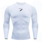 T-shirt de compression manches longues pour hommes, idéal pour la course et le fitness