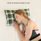 Oreiller de Camping – Oreiller de Voyage Pliant en Coton, Léger et Portable avec Housse pour Camping et Randonnée