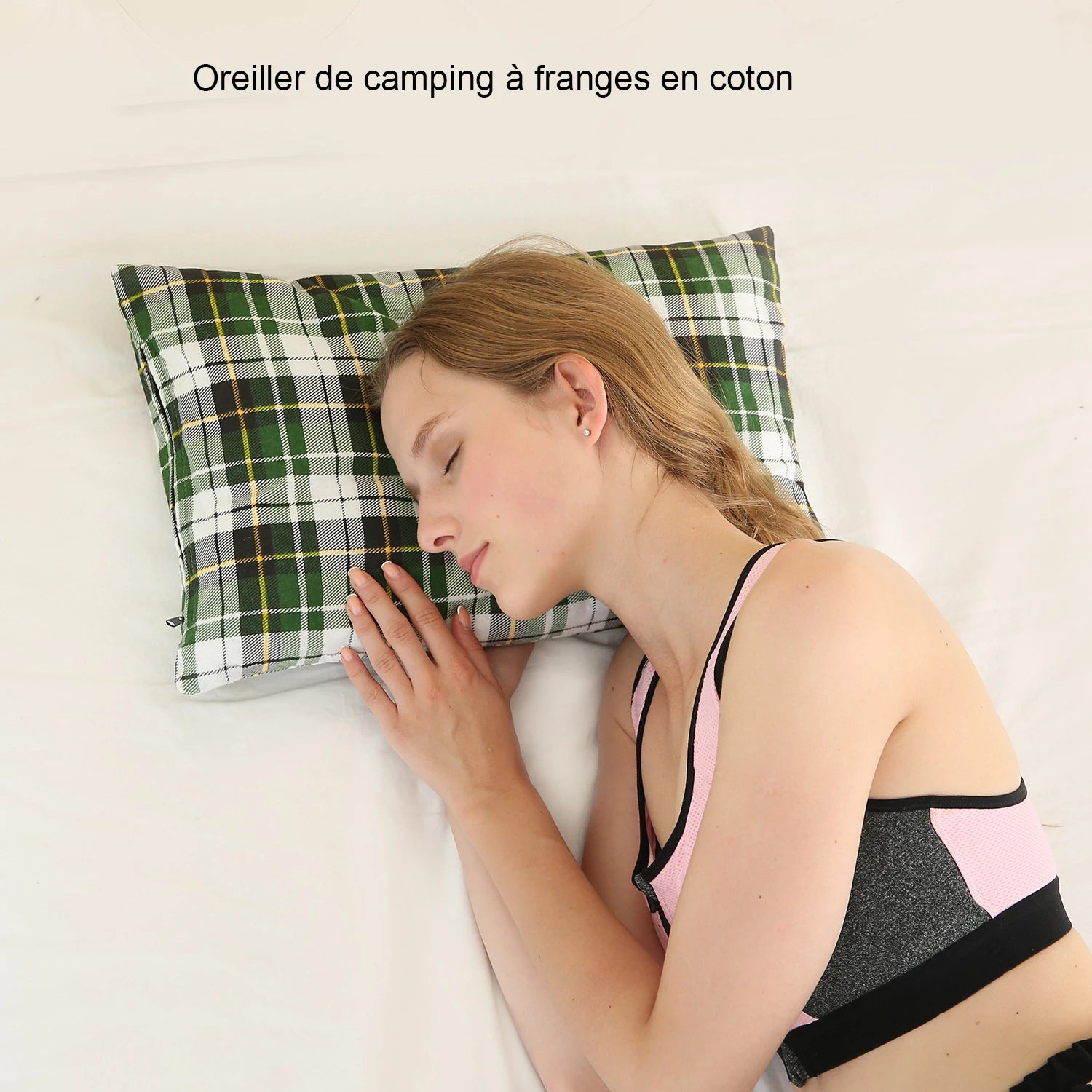 Oreiller de Camping – Oreiller de Voyage Pliant en Coton, Léger et Portable avec Housse pour Camping et Randonnée