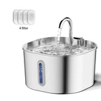 Fontaine à Eau Automatique 2,2L pour Chat – Inox, Pompe Silencieuse, Filtration, Fenêtre Visuelle