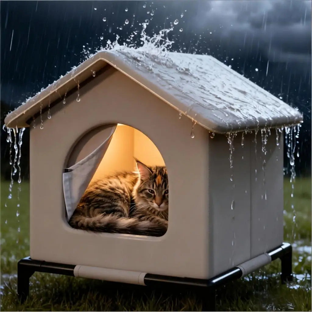 Maison pour Chat Imperméable Pliable – Abri Été Frais, Nid Grotte pour Chats Errants, Chiens & Chiots