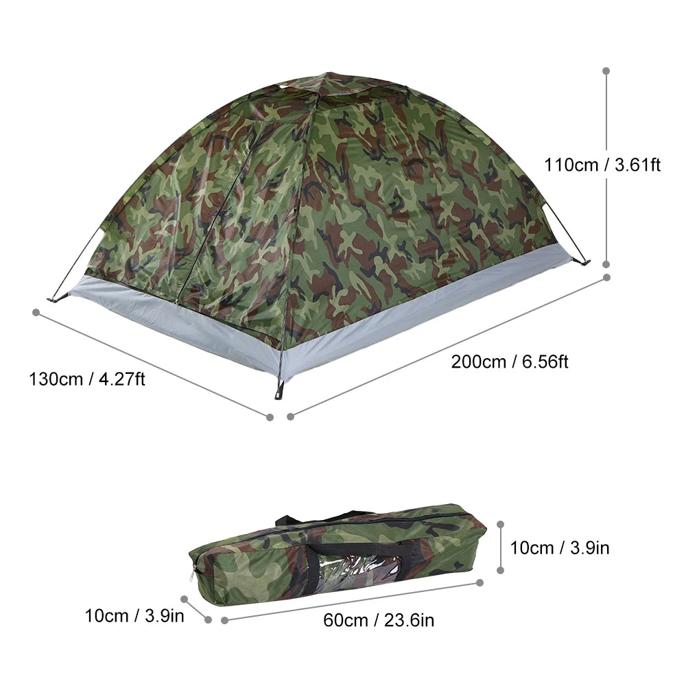 Tente de Camping Camouflage Couche Simple  1-2 Personnes, Portable, 4 Saisons