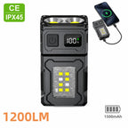 Lampe de Poche COB LED Rechargeable 8 Modes – Rotation 180°, Mini EDC Imperméable IPX45, Idéale Réparation Auto et Urgences