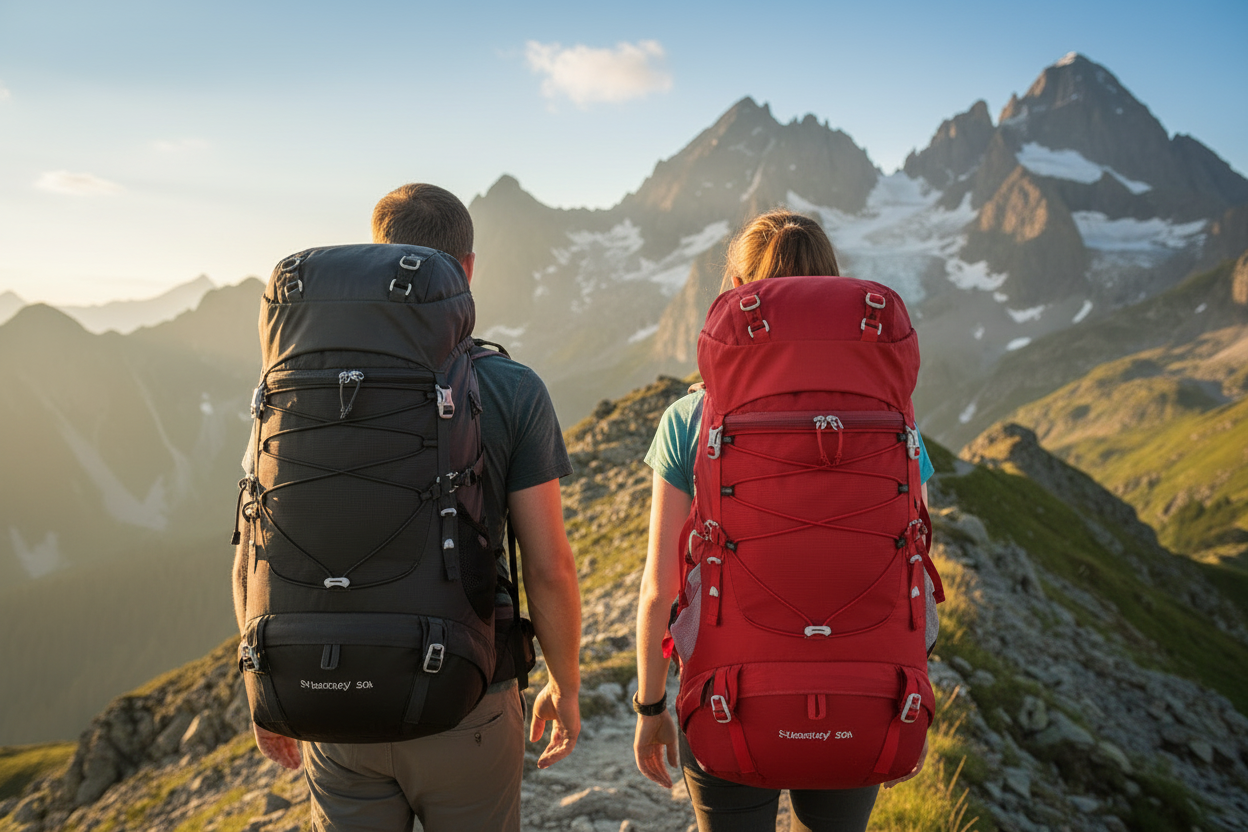 Couple de dos sacs 50L plan rapproché
