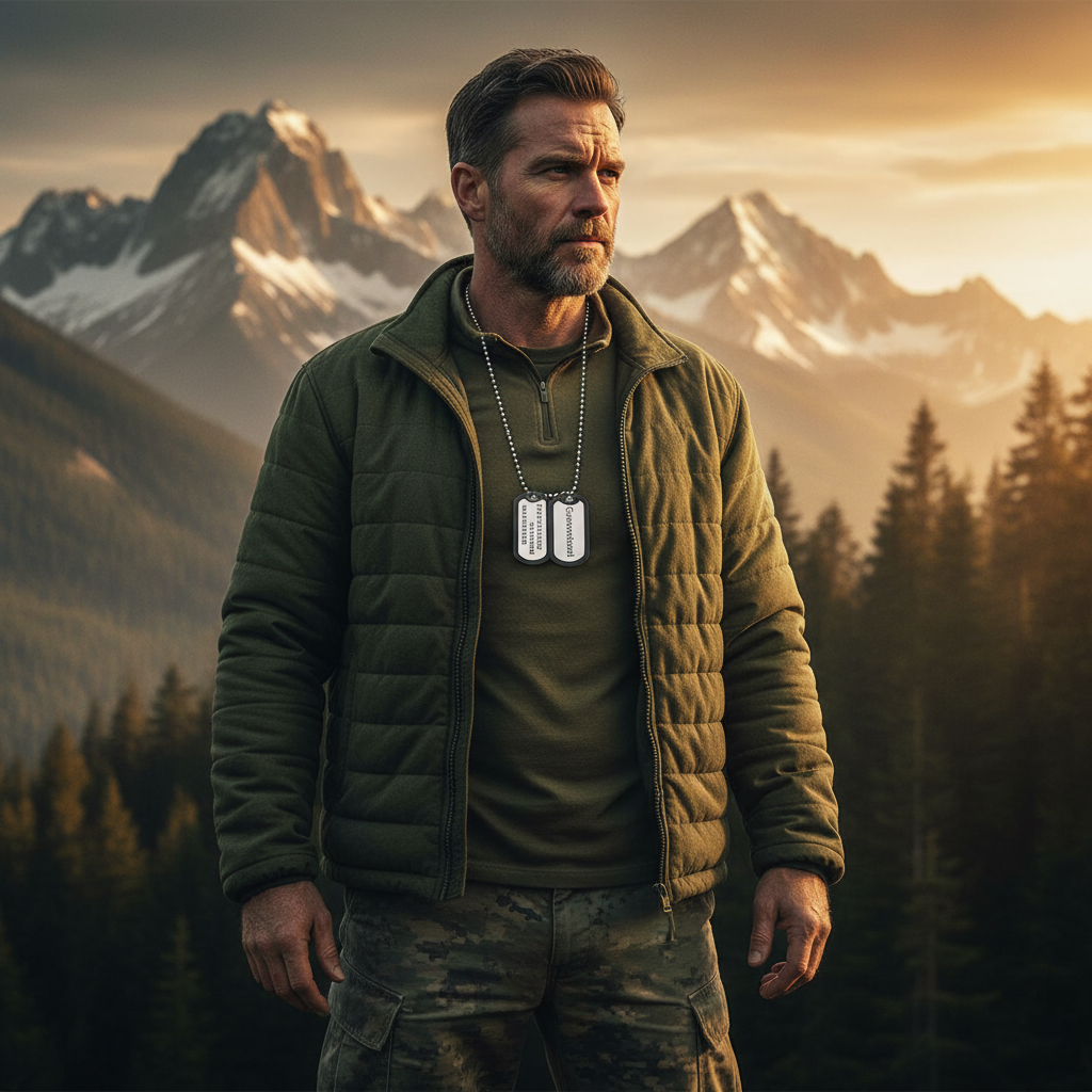 Dog tags réalistes - homme montagne