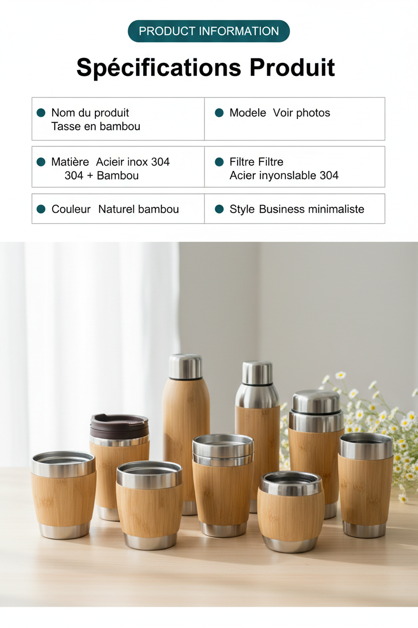 Fiche produit thermos bambou