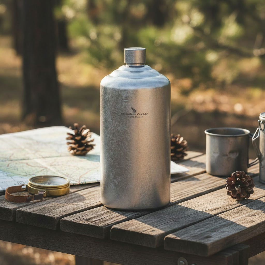 Flasque titanium table camping sans bouchon tasse lisse