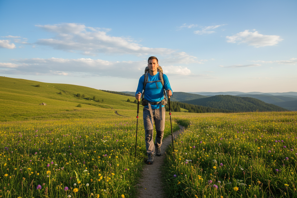 Homme prairie alpine