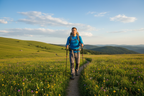 Homme prairie alpine