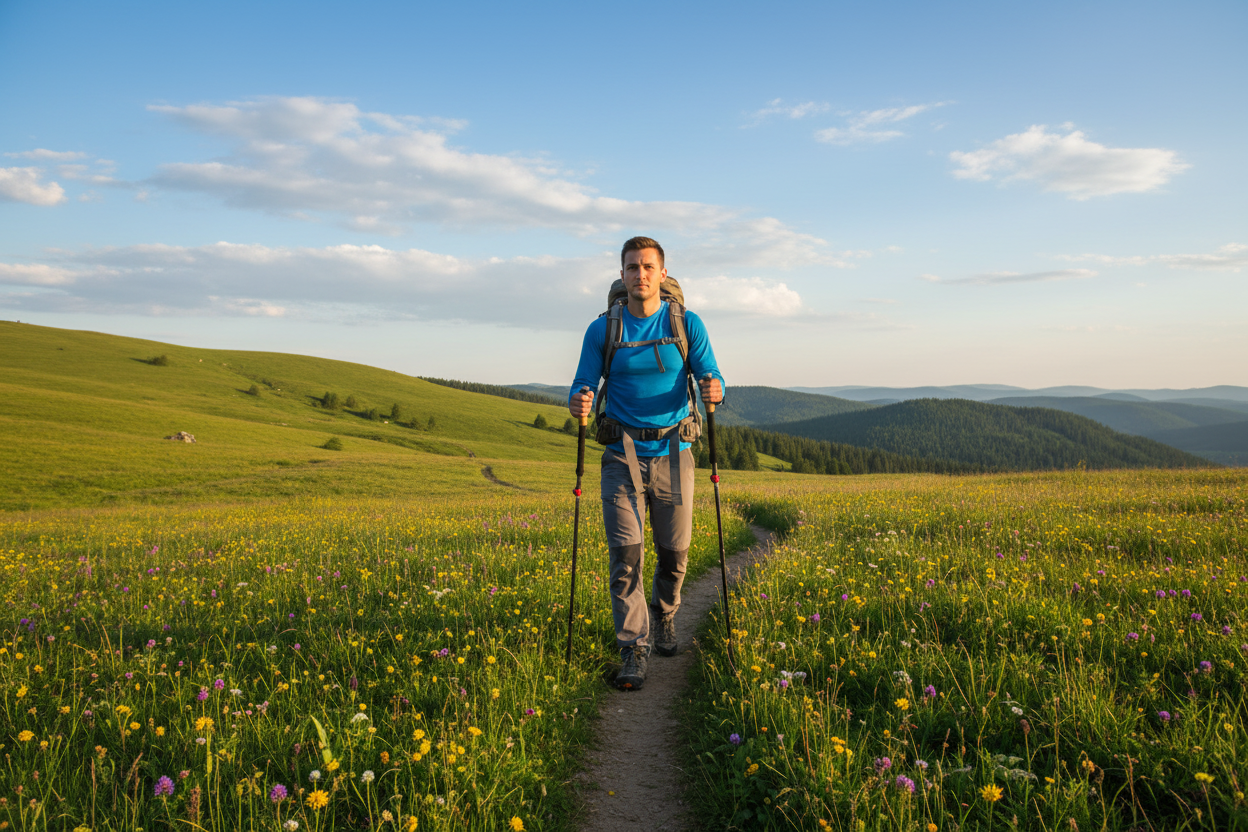 Homme prairie alpine