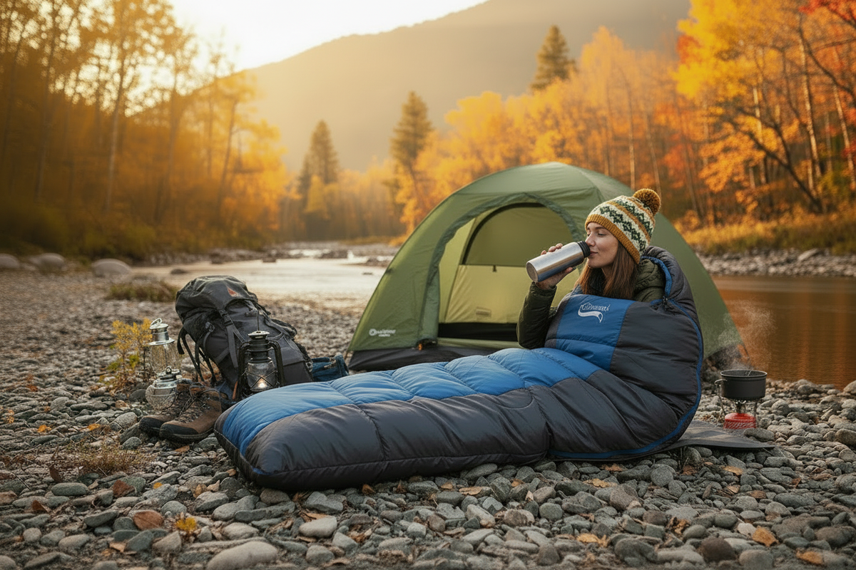 Sac de Couchage Chaud Hiver – Enveloppe Grand Format 220x85cm – Adultes – Camping, Randonnée
