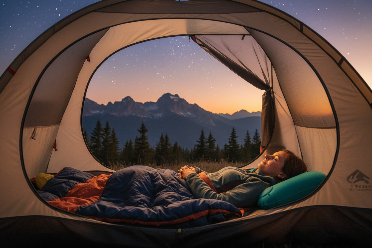 Oreiller gonflable camping tente montagne