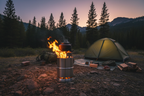 Poêle à bois inox camping feu de camp
