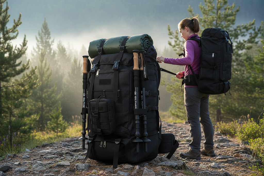 Sac 100L forêt pins brume