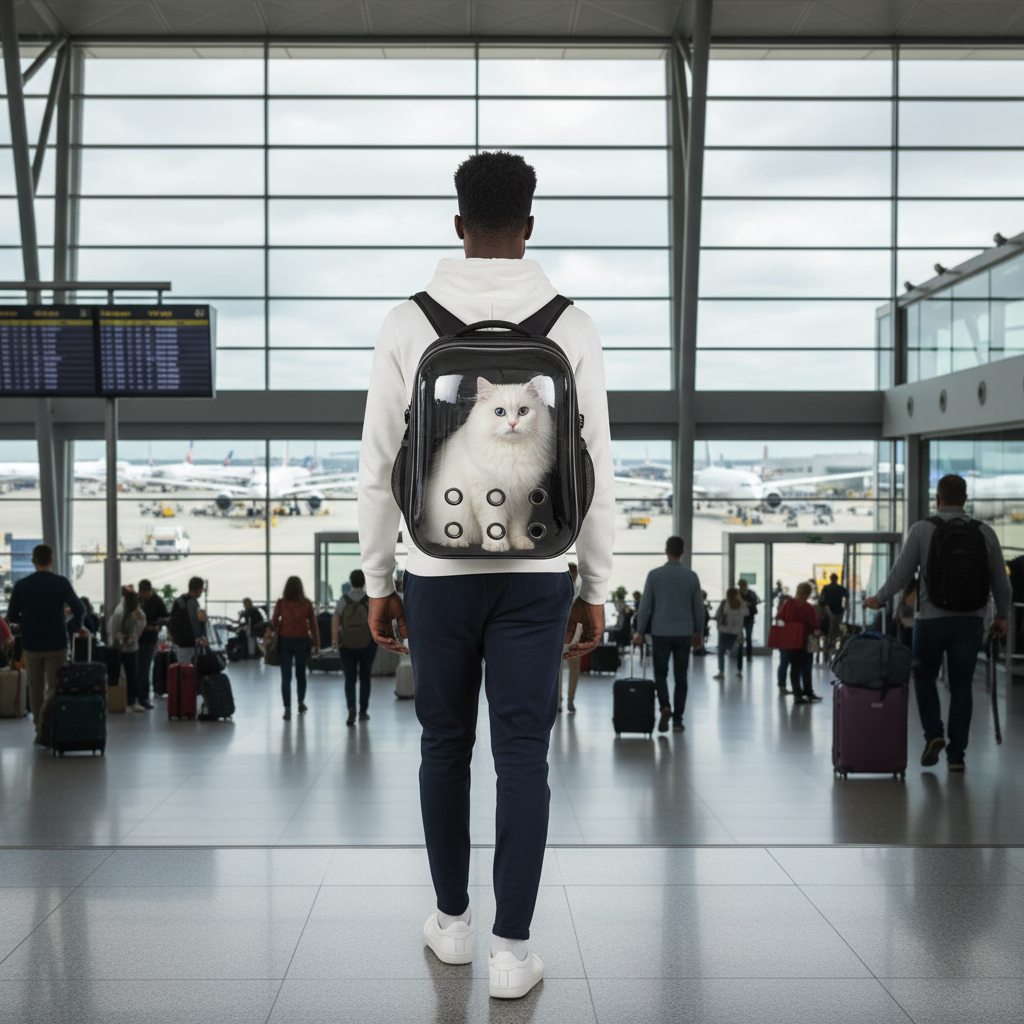 Sac capsule chat - aéroport - homme noir