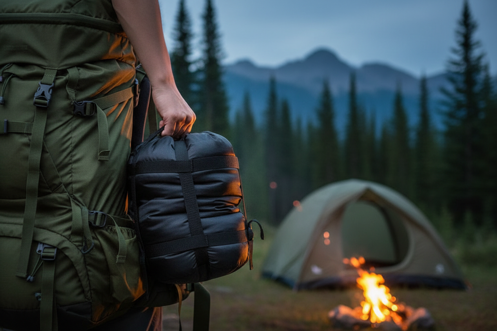 Sac de compression camping montagne