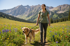 Sangle tactique femme montagne golden retriever