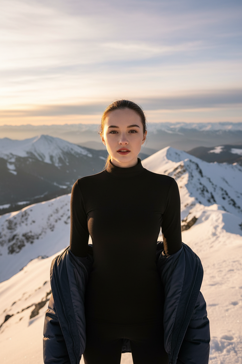 Sous-couche thermique femme sommet montagne
