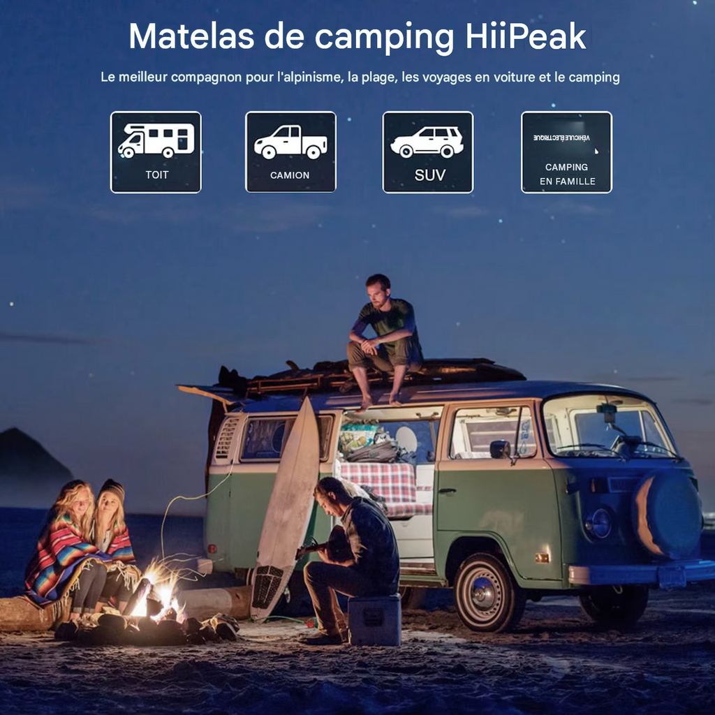 Matelas de camping autogonflant avec pompe à pied intégré en nylon TPU imperméable avec oreiller